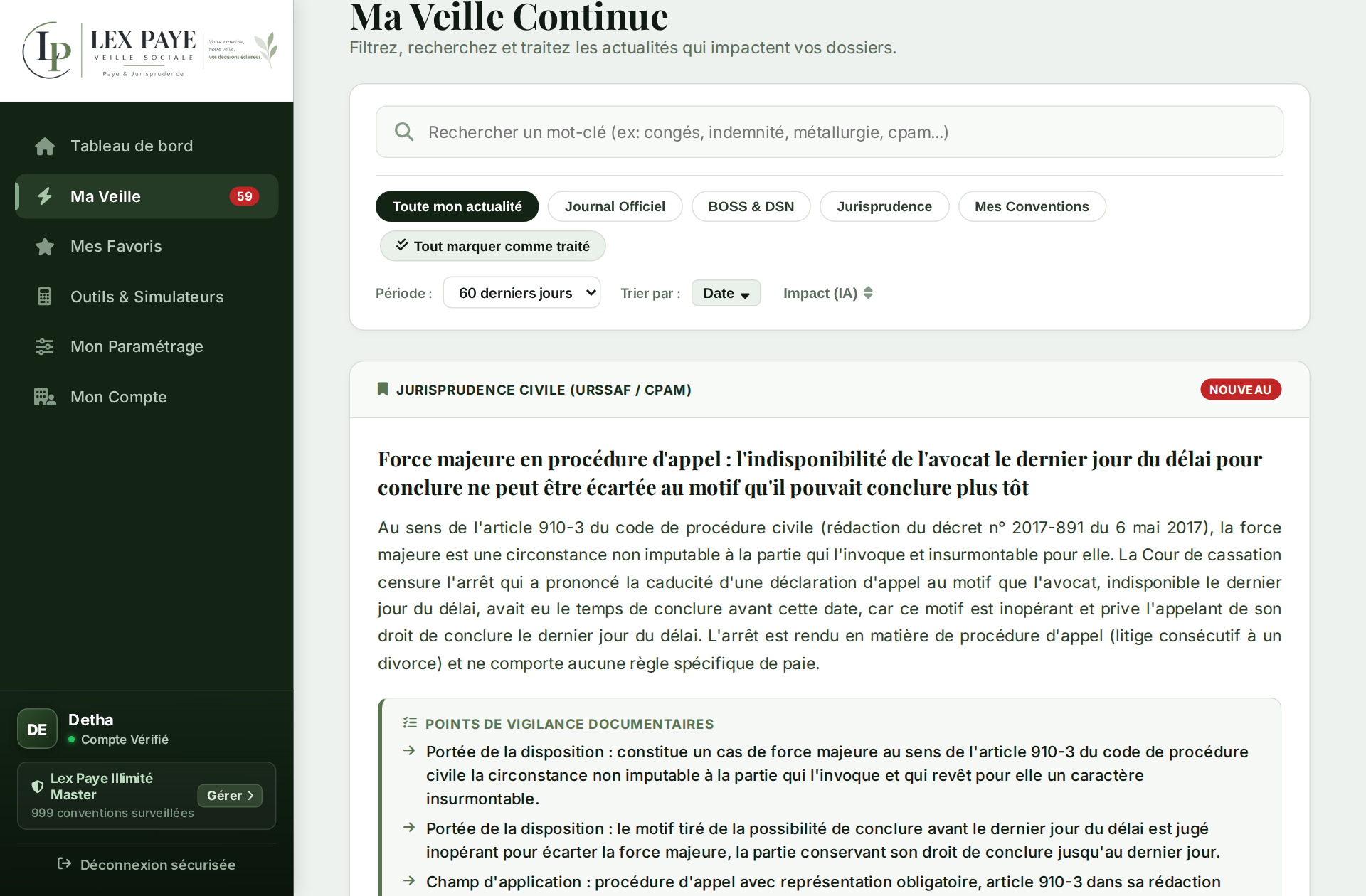 Cockpit de veille sociale et réglementaire